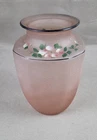 Vintage Anchor Hocking "Princess" Hand Painted Vase Pink Satin Depression Glass