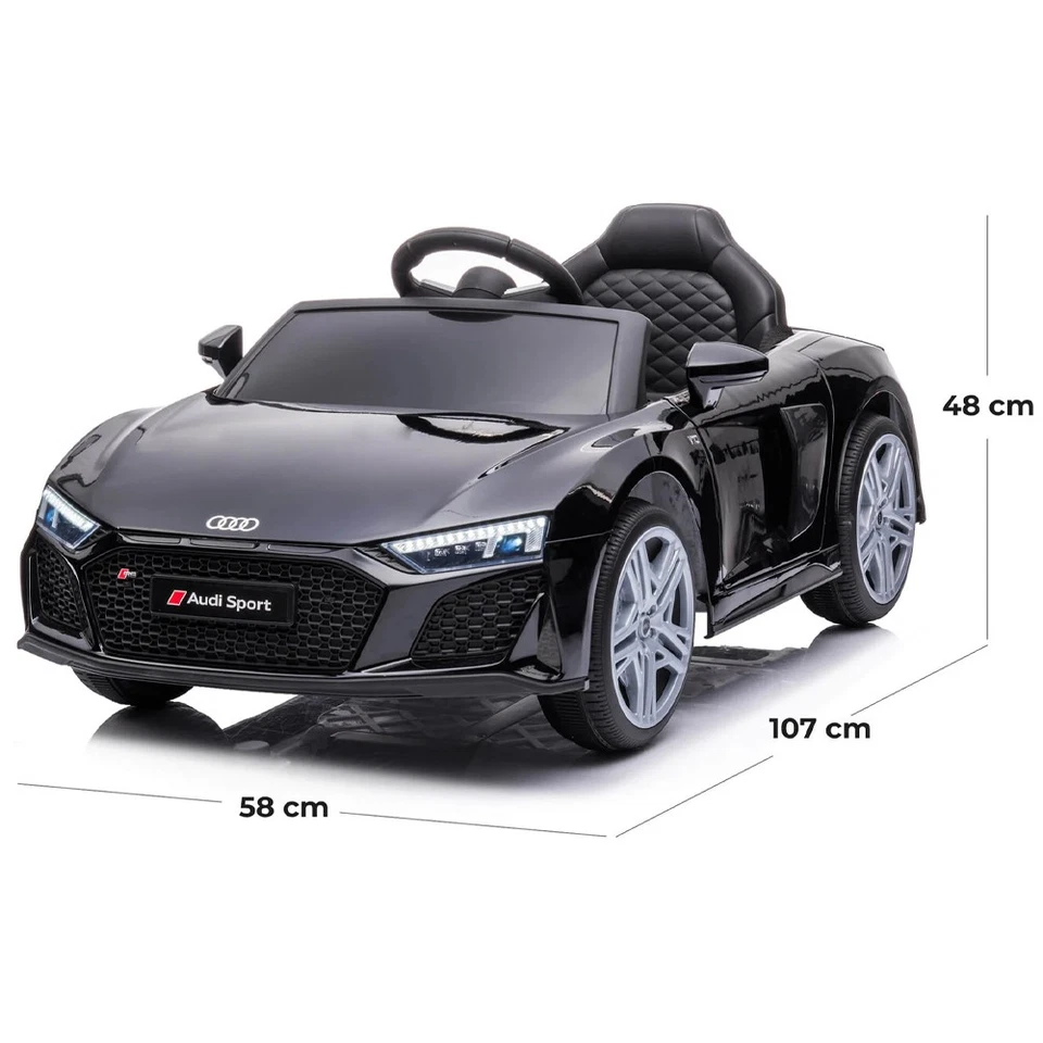 Macchina Elettrica 12V Audi R8 Sport Nero per Bambini Auto Telecomandata Luci LE - Immagine 3 di 4