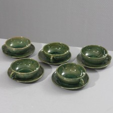 Faïenceries de Biot 5 tasses & sous tasses terre cuite vernissée art Provençal