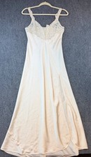 Victoria  s Secret Lace Satin Slip Nightgown Ivory Size S 50 Inch Length