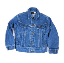 Vintage Lee Riders Denim Trucker Jacket Youth Kids Size 8 Blue Made USA 80s