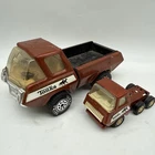 Vintage TONKA Pressed Steel Pickup Mustang Graphics Burnt Orange 8.5" & 4.5” Cab