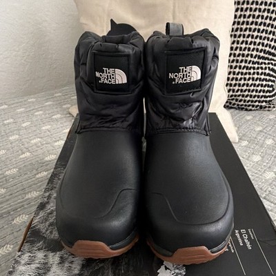 The North Face Leather Ankle Bootie Black/Brown Logo Lug Sole US 6.5