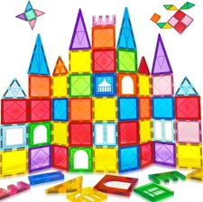 100 Pcs Magna Tiles Clear Colors Magnetic Building Toy Magnet Blocks Kids 3D