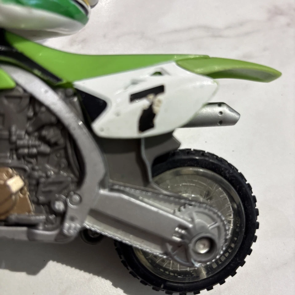 Bicicleta de colección Hot Wheels Moto James Stewart Power Rev Mattel Kawasaki Foto 2 de 4