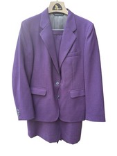 Vintage Christian Brooks Purple Wool Power Skirt Suit Jacket 80s Size 12 Office