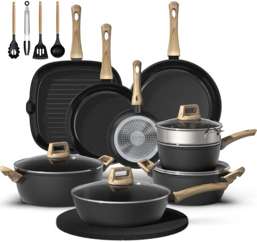 23-Piece Non-Stick Titanium Ceramic Cookware Set - Induction Compatible