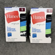  2 Hanes Originals Boys Stretch Boxer Briefs 5 Pack Size Small 6-8 Brand New 10