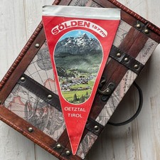 Vintage Sölden Pennant Ötztaler Gletscherstraße Austria Souvenir Vinyl Flag 