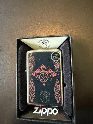 Zippo 47574, Anne Stokes-Gothic Dragon Design, Street Chrome Lighter, NEW