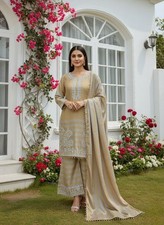 Pure Chinon Silk Pakistani Palazzo Suit Indian Bollywood Designer Salwar Kameez