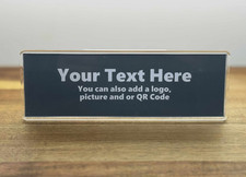 Desk Plaque - Personalised - Name Plate Custom Plaque Work Office Home - Grey