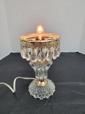 VTG Michelotti Crystal Lamp Boudoir Parlor Accent Light 18 Prisms NO SHADE