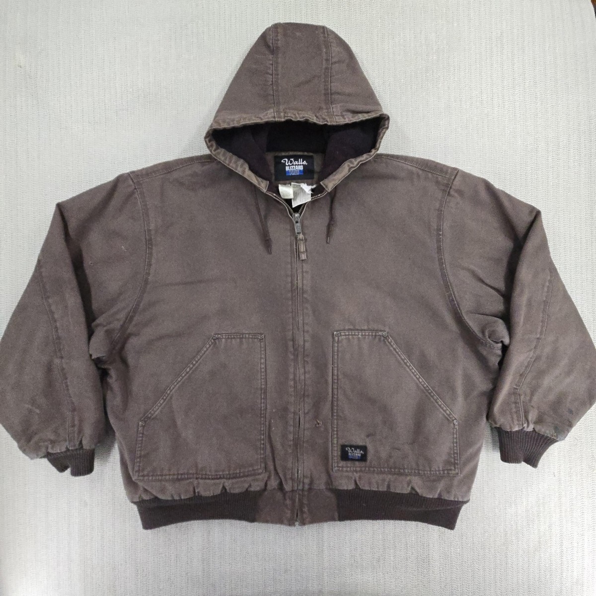 Walls Blizzard Pruf Jacket Mens 2XL Hooded Canvas Insulated Bomber