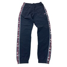 Champion Tracksuit Bottoms Cuffed Y2K Drawstring Pockets Blue Mens Small