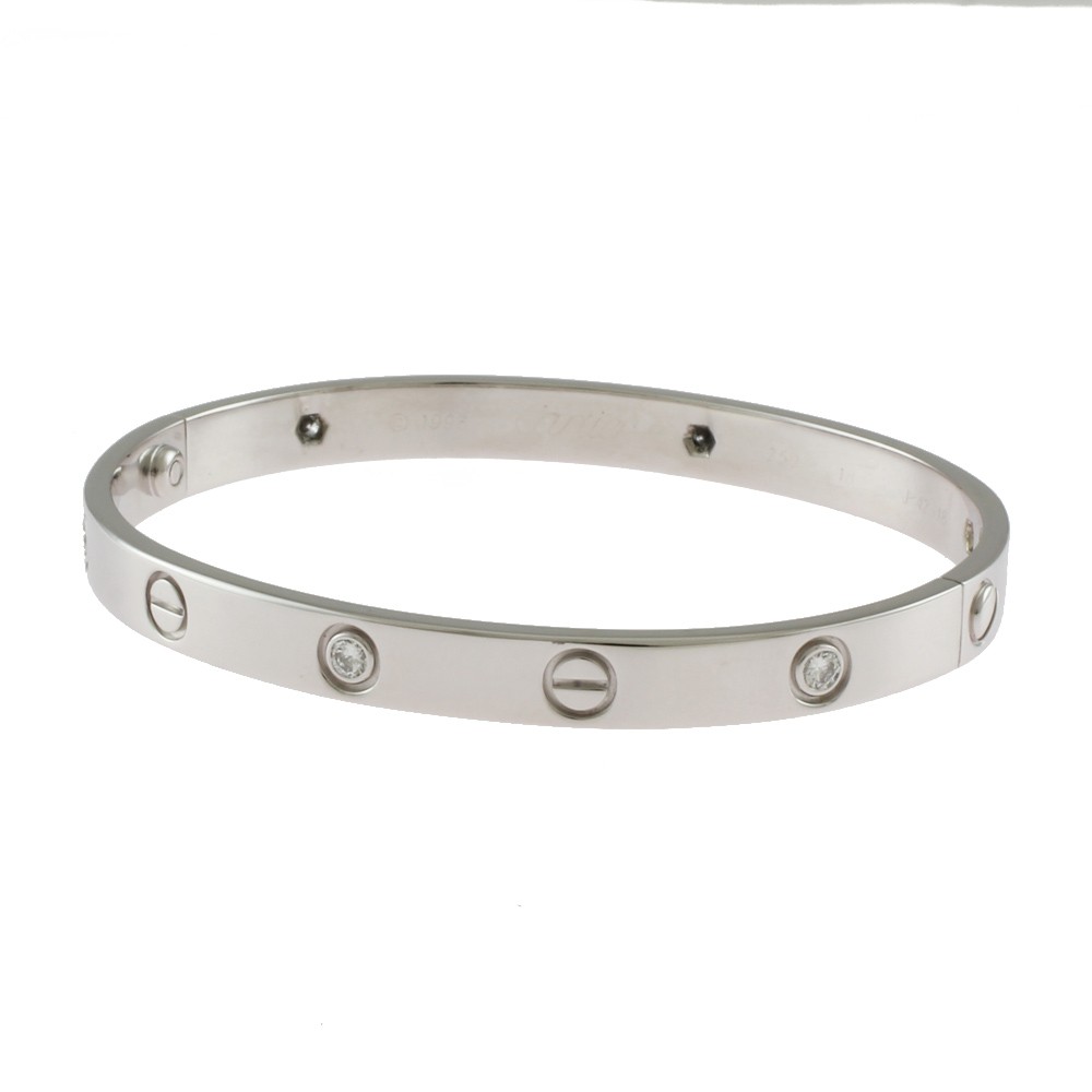 Cartier K18 White Gold Diamond Love Bangle with Driver Pre-Owned-image