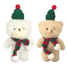 Christmas Plush Soft Bear Collectible Ornaments Doll Pendant With Scarf And Hat