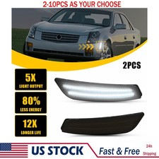 For Cadillac Cts 2003-2007 Front Side Marker Signal Light White Led Smoke 2-10x