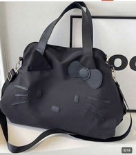 SANRIO HELLO KITTY Embellished XL Black Crossbody/Travel/Tote/Duffle Bag NWOT    