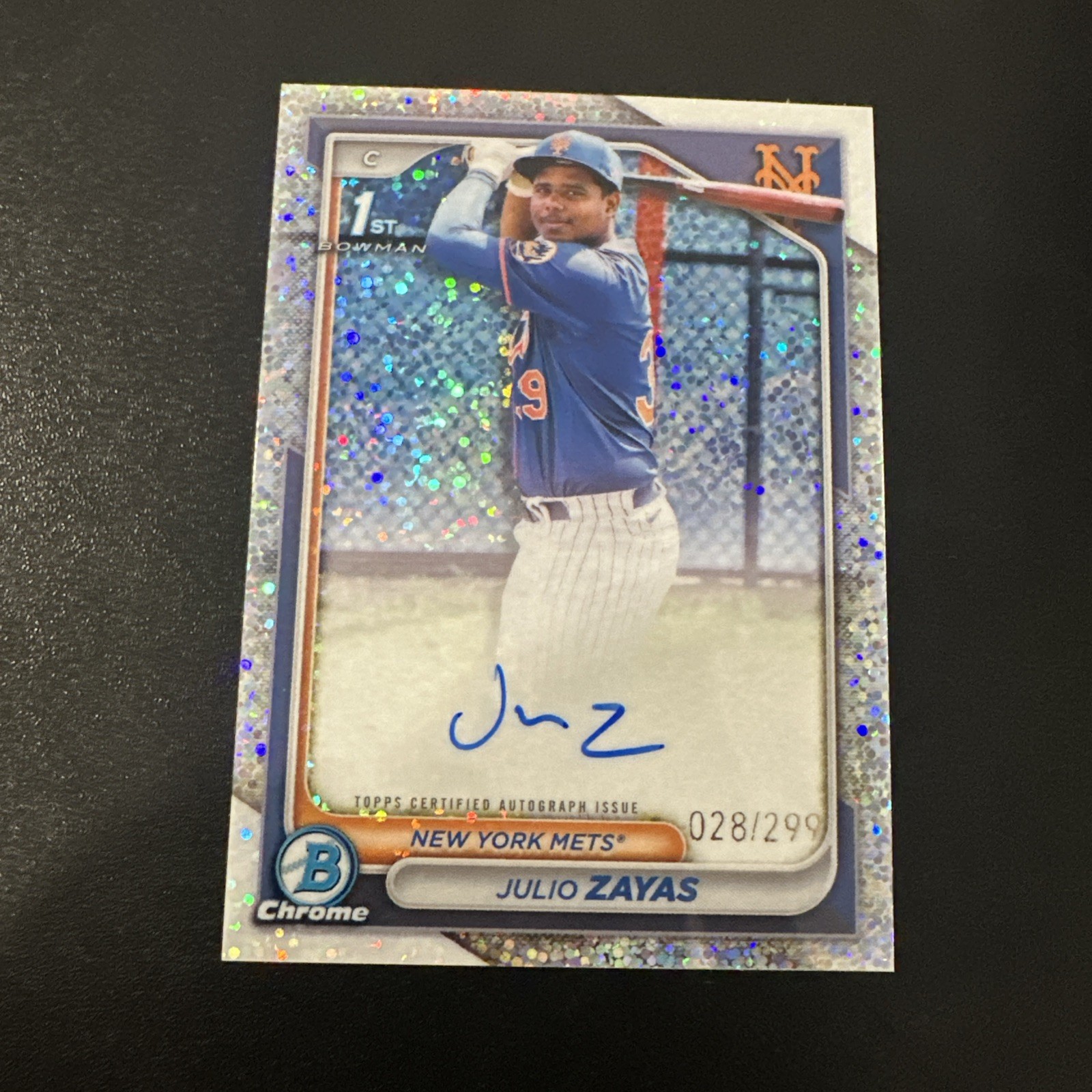 Julio Zayas 2024 Bowman Chrome 1st Auto #CPA-JZ Speckle Refractor /299 Mets
