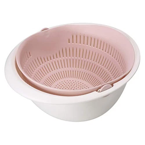 Double-Layer Colander Bowl Set – Drain & Rinse Basket with Inner Strainer – K...