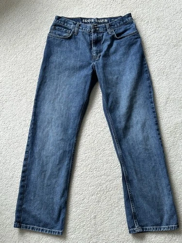 Men's Eddie Bauer Relaxed Fit Denim Blue Jeans 30x30 Excellent Condition