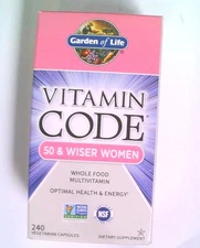 Garden of Life Vitamin Code 50 & Wiser Women Capsules - 240 Count Exp 09/26