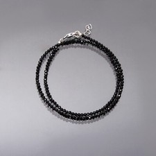 AAA Black spinel beaded necklace-2mm faceted round black gemstone jewelry