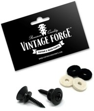 BLACK METAL STRAP BUTTONS MODERN STYLE FOR GUITAR  BASS 2 w/ SCREWS NEW 