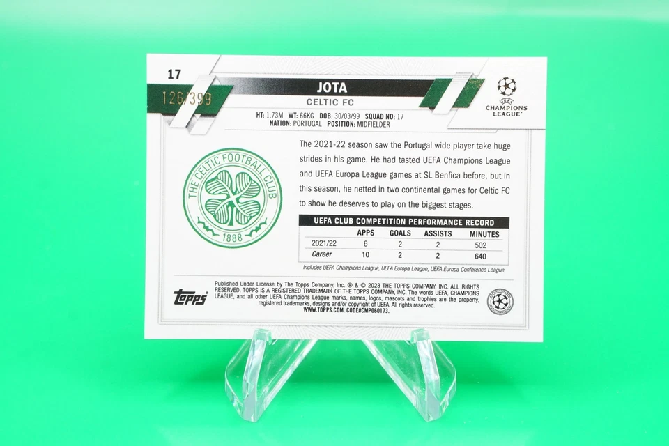 2023 Topps Chrome Base Neon Green Shimmer Refractor /399 #17 Jota CDW - Image 2 of 2