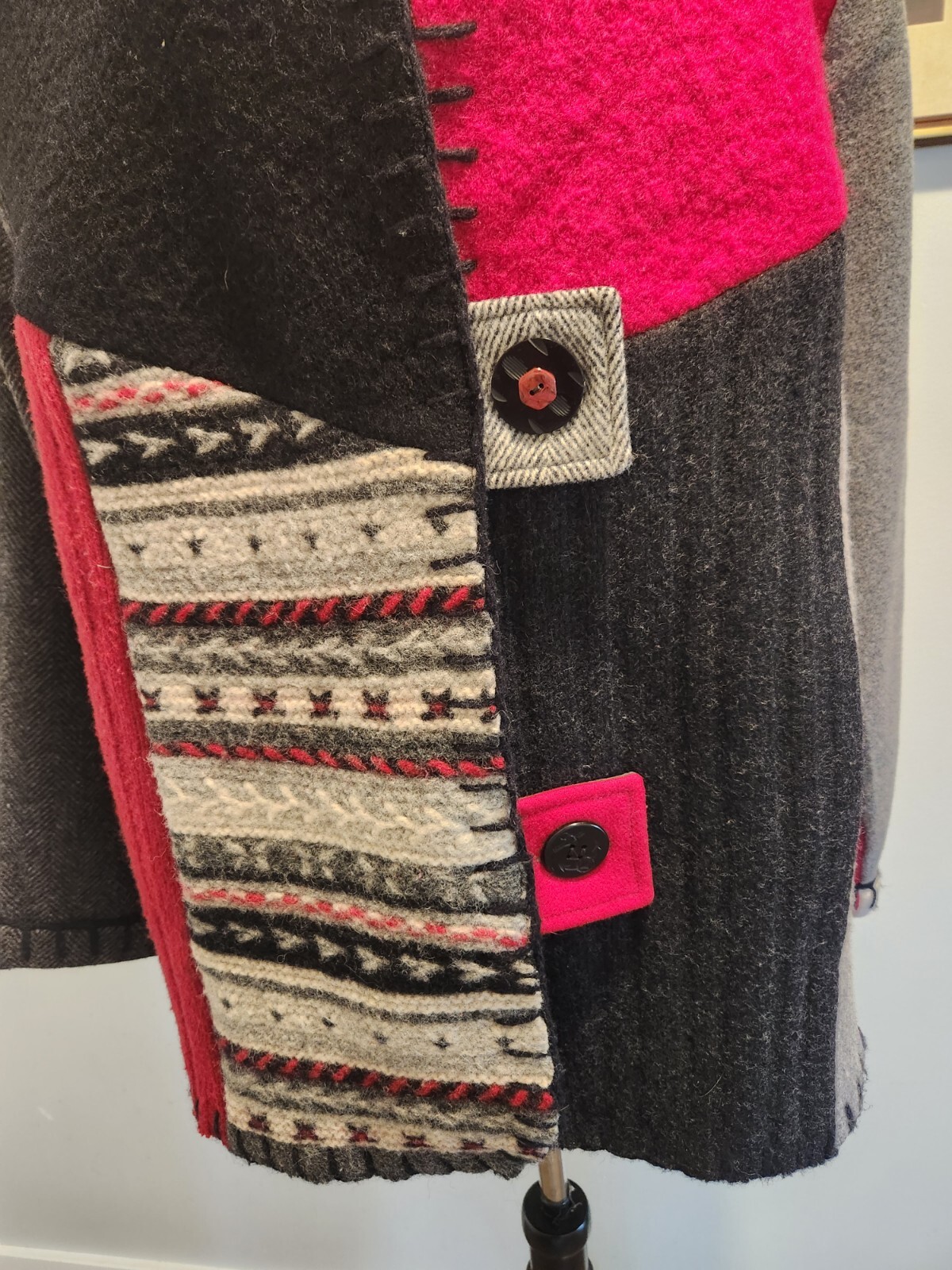 Vintage Crazy Quilt Jacket Wool Patchwork Coat Wo… - image 5