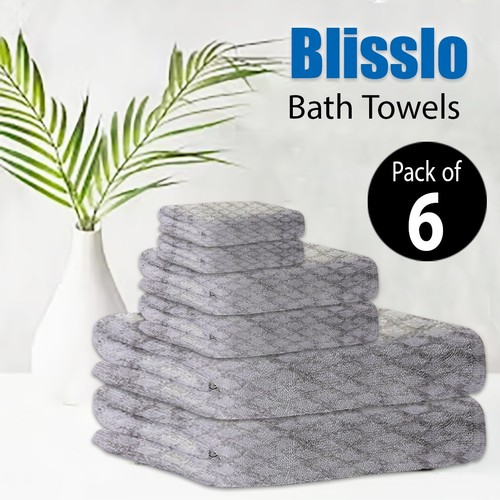 LUXURY 6 PIECE TOWEL BALE SET 100% PURE EGYPTIAN COTTON WAFFLE BATH HAND FACE - Picture 9 of 24