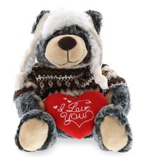 PLUSH I LOVE YOU RED HEART - SUPER SOFT PLUSH WITH CLOTHES - BLACK BEAR
