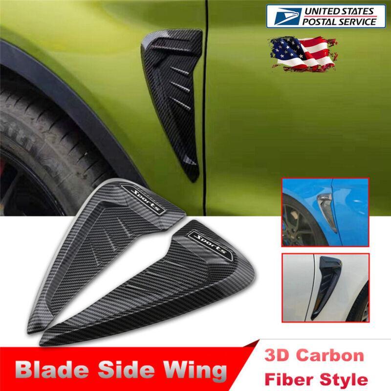 Carbon Fiber Side Wing Air Flow Fender Grill Intake Vent Trim Sticker For Car