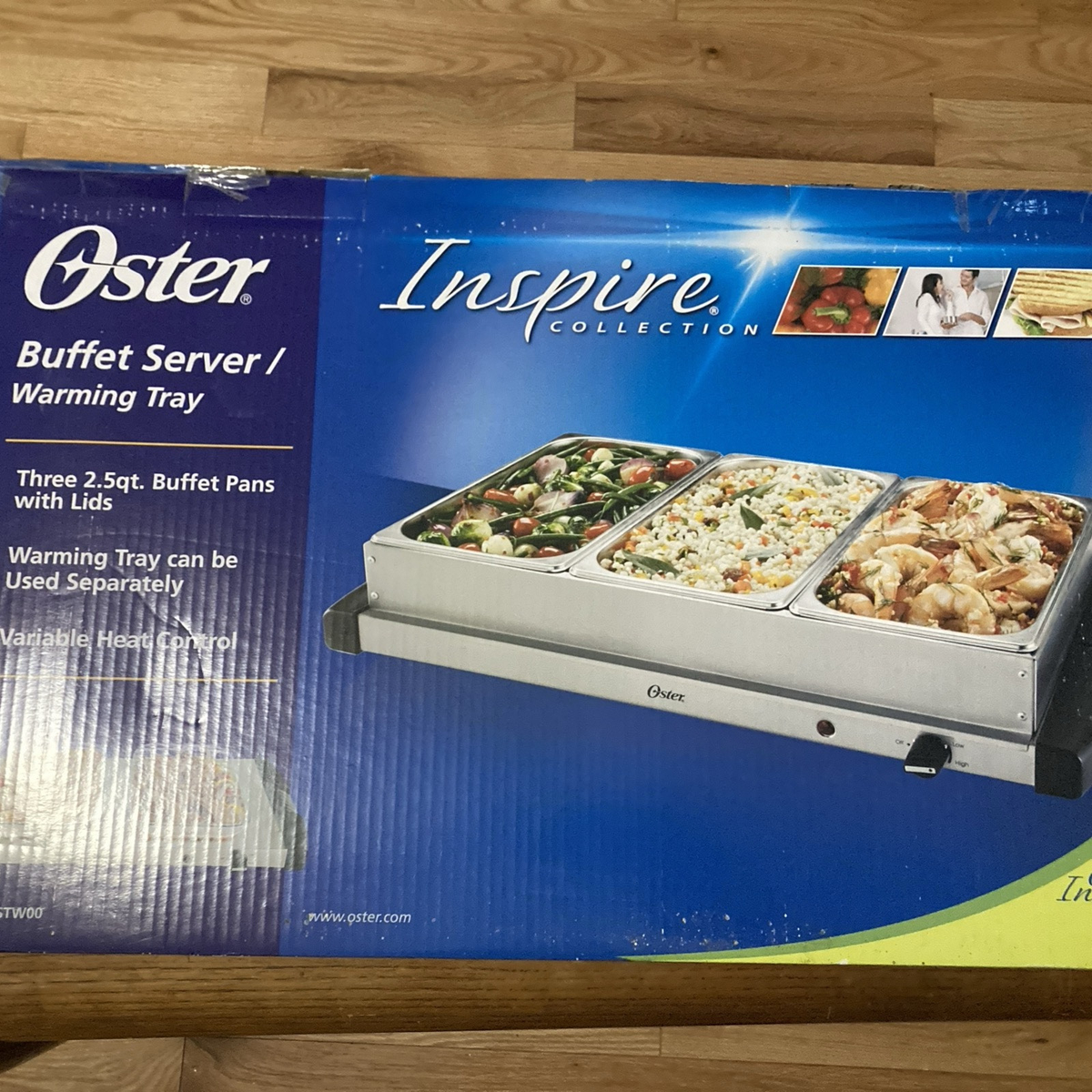 Oster オスター ビュッフェサーバー ホットプレート 2.5クォート Oster Buffet Server Food Warmer, 3 Trays W Lids, 2.5 Quart