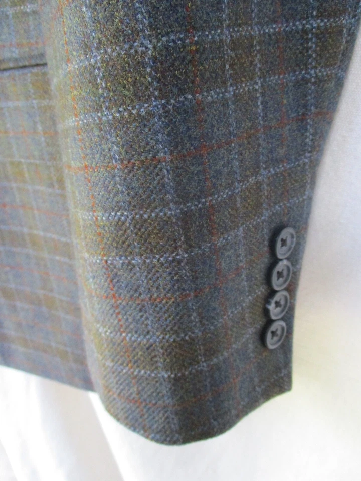 Joseph Bank Azul Marrón Cuadros Invierno Lana Blazer Abrigo Deportivo Chaqueta 46R Foto 3 de 4