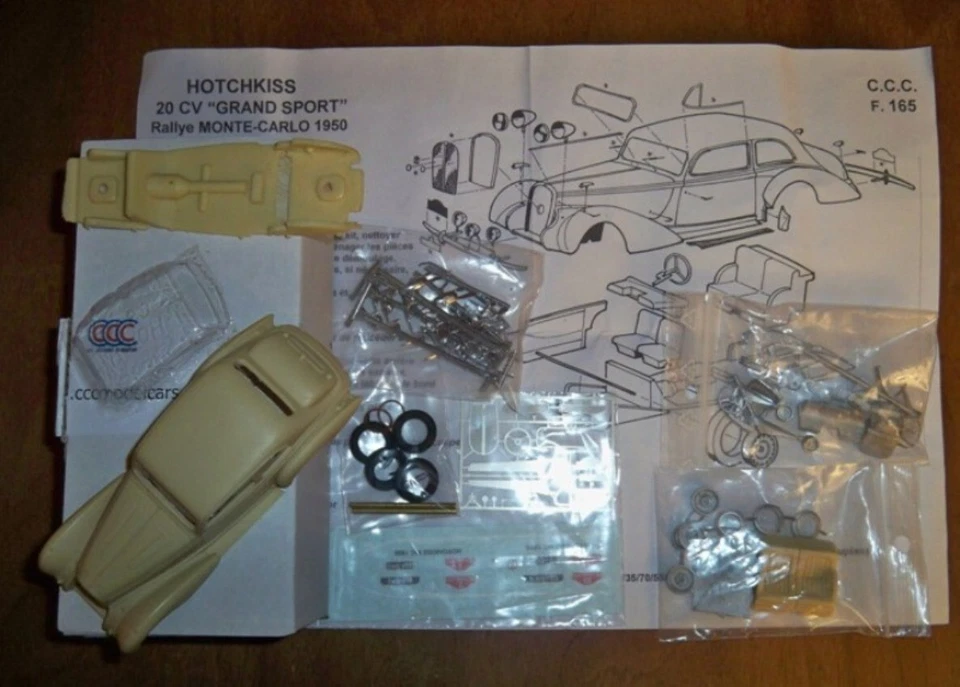 1-43 Hotchkiss 20CV Ty.GS Rally Montecarlo '50 Resin metal kit to built CCC 165 - Immagine 2 di 4
