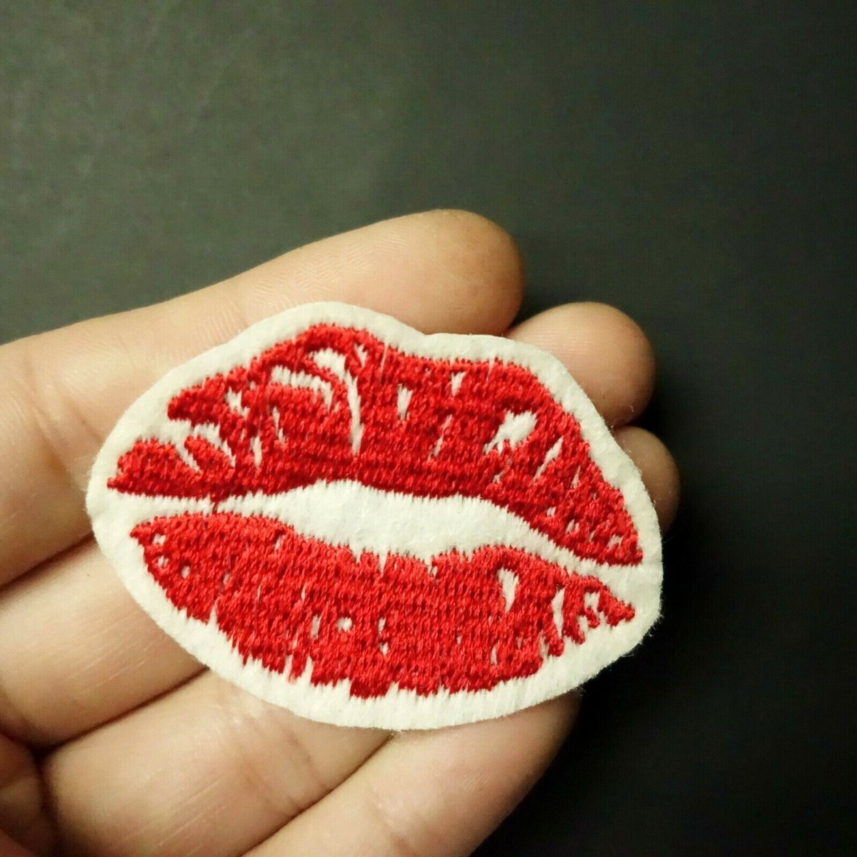 MENGSOOD 9-Pack Red Lips Embroidered Patches - Iron-On Or Sew-On For Clothes, Hats, DIY