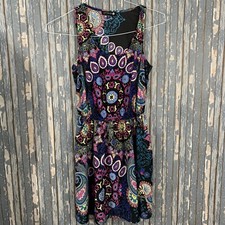 CottonOn Black Multi Paisley Medallion Boho Sleeveless Pockets Dress XS
