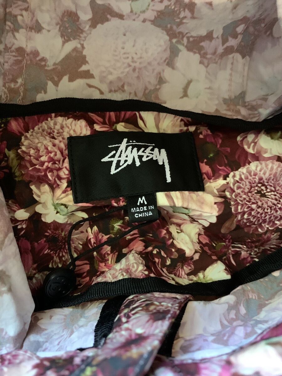 Stussy Floral Nylon Beach Shell Jacket Maroon Size Medium Stussy Floral Nylon Beach Shell Jacket Maroon Size Medium