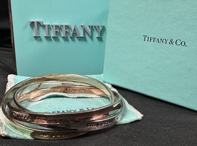 Tiffany&Co 1837 Triple Bangle Bracelet Sterling Silver Trinity Tri 