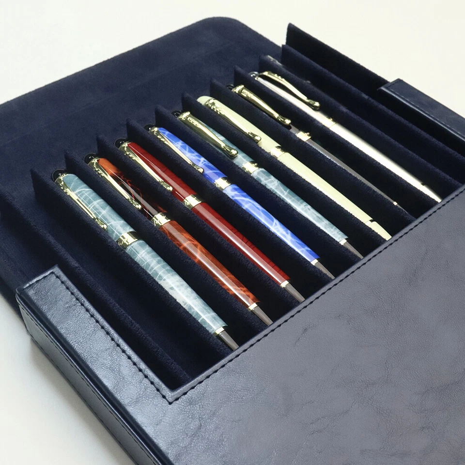 Leather 12 Slots Hard Fountain Pen Case Stationery Storage Box Organizer Gift - Image 4 of 4