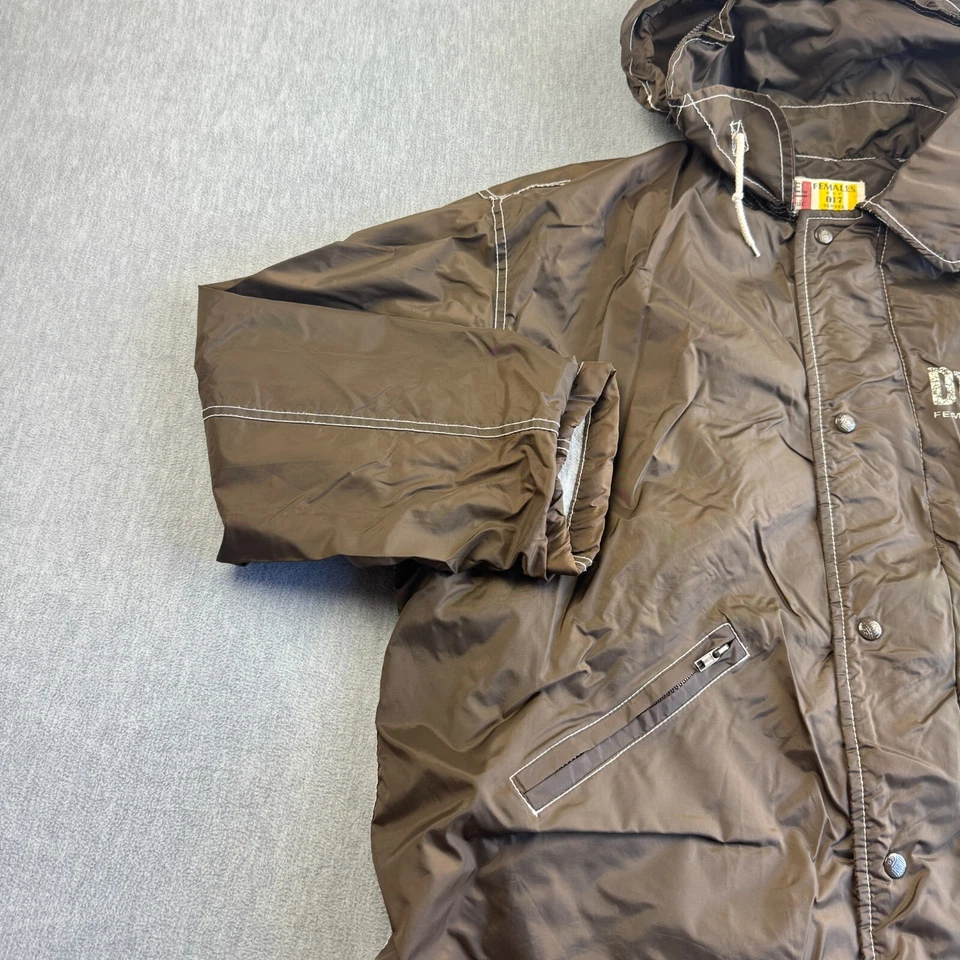 Chaqueta Diesel Para Mujer XL Marrón Cremallera Completa Con Capucha Rompevientos Polar Forrado Bolsillos Foto 4 de 4