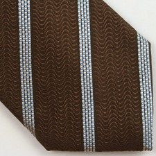 T. HARRIS London Bronze/BrownWhite Diagonal Stripe Mens Neck Tie 58x3.5 Preppy
