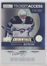 2021 Upper Deck Credentials 2020-21 Debut Ticket Access /999 Mikhail Berdin 1k9