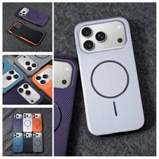 Fr iPhone 17 Pro Max Air Pro 16 15 14 13 Slim Carbon Fiber Texture Magnetic Case