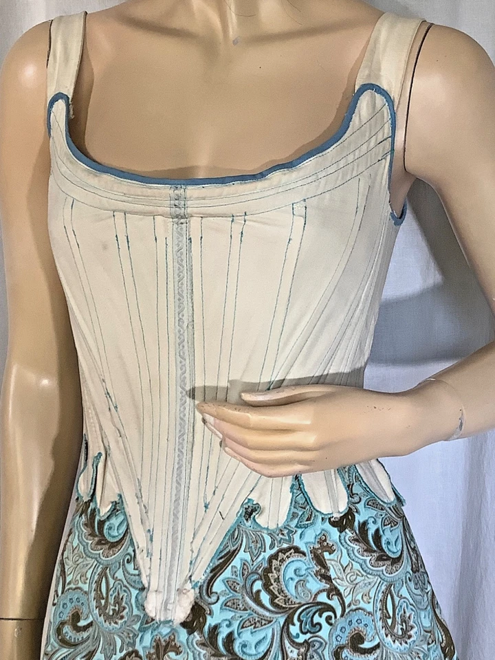 Disfraz Corsé Victoriano Algodón Top Deshuesado Forrado Cordones Espalda Lona Ren Fair S Foto 2 de 4