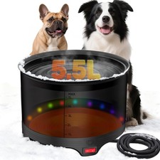 5.5L Heated Water Bowl, 1.45Gal Winter Large Heated Dog Bowls for Outside, Ou...