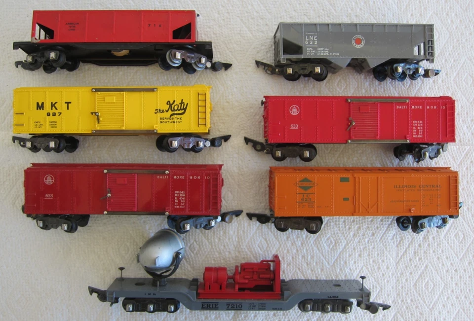 AMERICAN FLYER S GAUGE 7ea. LINK COUPLER FREIGHT CARS-BEAUTIFUL! $14.95 SHIP! - Image 2 of 4
