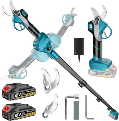 Cordless Electric Pruning Shears: 2-In-1 Pole Pruner with 21V 2×2000Mah Batterie